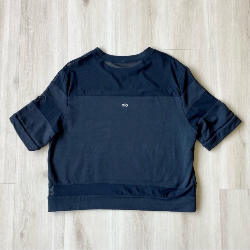 alo Yoga Short Sleeve Boxy Oversized Mellow Sweatshirt Black size M